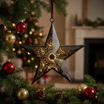Artículo Percha de Navidad Star Metal Star Black H19cm