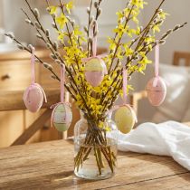Artículo Huevos de Pascua para colgar huevos decorativos coloridos Ø4cm H6cm 6 piezas