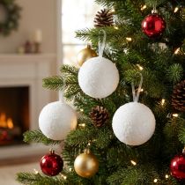 Artículo Decoración de bolas de nieve colgador decorativo nieve artificial Ø7,5cm 6 piezas