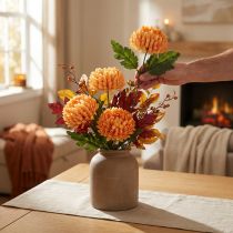 Artículo Flor Artificial Crisantemo Naranja Ø7cm 18cm 4uds