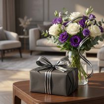 Artículo Cinta de rafia cinta de regalo plateada negra cinta decorativa 200m