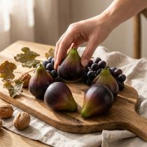 Artículo VIANA - Juego de 6 higos decorativos de 8 cm - Fruta artificial para decoración de mesas y fiestas
