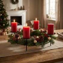Artículo Candelabro para 4 velas Portavelas de metal negro Ø28,5cm 2uds