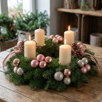 Artículo Mini bolas navideñas de cristal rosa gris alambre Ø40mm 32 uds