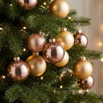 Artículo Bolas navideñas oro y rosa cristal auténtico Ø60mm 24 uds