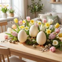 Artículo Huevo decorativo con patas Crema de huevos de Pascua Divertida decoración de Pascua Al 13cm 4pcs