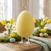 Artículo Huevo decorativo con patas decoración de mesa amarillo Pascua figura decorativa huevo Al 25cm