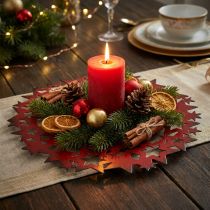 Artículo Plato navideño plato decorativo de metal con estrellas rojo Ø34cm