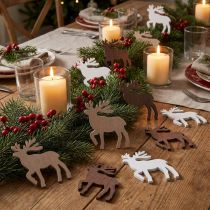 Artículo Decoración dispersa Reno navideño Decoración navideña madera 48 piezas