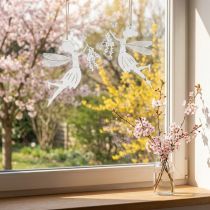 Artículo Hada decorativa decoración de ventana primavera metal elfo blanco 15×10cm 2 piezas