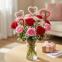 Artículo Tapón de flores Tapón decorativo para el día de San Valentín corazón rojo 7cm 12 piezas