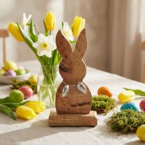 Artículo Conejo de Pascua de madera con huevos de metal, decoración de mesa Pascua H20.5cm