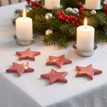 Artículo Decoración de estrellas de madera Decoración navideña estrellas rosa brillo Ø5cm 8 piezas