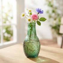 Artículo Mini florero florero de vidrio verde florero diamantes Ø6cm H11.5cm