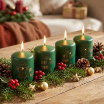 Artículo Velas navideñas verdes, juego de 4, Ø5cm, H6cm, decoración de Adviento