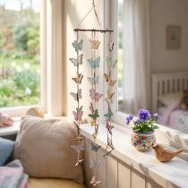 Artículo Campana de viento decoración mariposas decoración ventana madera Ø15cm 55cm