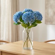 Artículo Flores artificiales decoración hortensia artificial azul 69cm