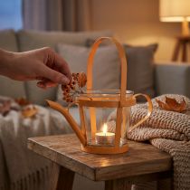 Artículo Regadera decorativa de vidrio farol metal naranja Ø14cm H13cm