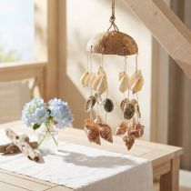 Artículo Campana de viento decoración marítima con coco natural Ø12,5cm 48cm