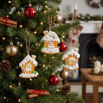 Artículo Casa crujiente decoraciones para árboles de Navidad casa de pan de jengibre Al.9cm 3 piezas