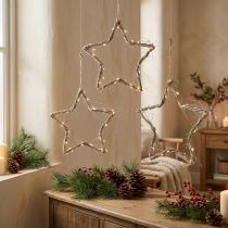 Artículo Adorno navideño estrella estrellas blancas lavadas para colgar olmo 30cm 4uds