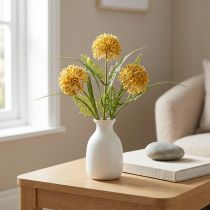 Artículo Flores artificiales decorativas de allium amarillo, cebolla ornamental, 34 cm, 3 unidades en manojo