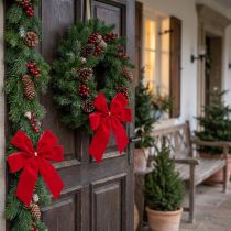 Artículo Lazo decorativo lazo terciopelo rojo 4cm ancho lazo navideño para exterior 15×18cm 2uds