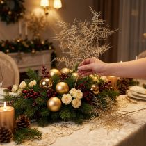 Artículo Helecho artificial Navidad ornamental helecho champagne 54cm 2ud