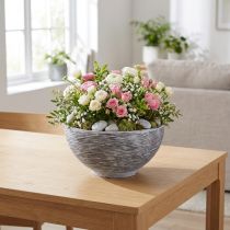 Artículo Cuenco decorativo redondo para plantas gris negro Ø35cm H18cm