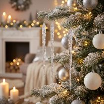 Artículo Carámbanos decorativos para colgar decoración de invierno transparente 28,5 cm 3 piezas