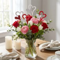 Artículo Tapones de corazón de madera rojo, blanco 38cm 12 piezas
