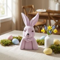 Artículo Busto de conejo pensativo, morado claro, decoración de Pascua, 16,5 × 13 × 27 cm