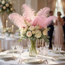 Artículo Plumas de Avestruz Plumas Reales Decoración Rosa 20-25cm 12uds