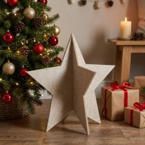 Artículo Estrella decorativa de fieltro para colocar decoración navideña fieltro beige Al 62 cm