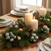 Artículo Espejo Bayas Navidad Verde Perla Gris Ø20mm 140 uds