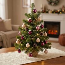 Artículo Bolas de Navidad de cristal Mini Berry Beige Rosa Ø3cm 22 uds