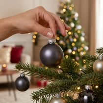 Artículo Mini bolas navideñas bolas de cristal antracita Ø3cm 22uds