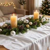 Artículo Manta de nieve mantel decorativo invierno blanco 100×270cm