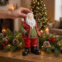 Artículo Figura decorativa de Papá Noel con esquís pintados 14×10,5×24,5cm