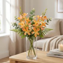 Artículo Rama de orquídea artificial 8 flores naranja L38cm 2 piezas