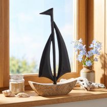 Artículo Velero decorativo de madera y metal Color negro A30,5cm