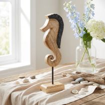 Artículo Decoración de caballito de mar con perlas decoración de mesa de madera de mango 28cm