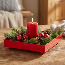 Artículo Bandeja decorativa cuadrada de metal rojo 15×15cm 2uds