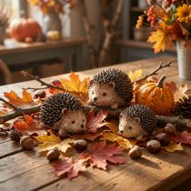 Artículo Mini figuras decorativas de erizo otoño pintadas a mano 4×2,5×2cm 6 piezas