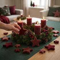 Artículo Estrellas decorativas flocadas Marrón Burdeos 4/5cm 40uds