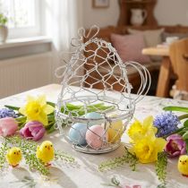 Artículo Cesta de alambre con forma de pollito para huevos de Pascua. Un complemento encantador para la decoración de Pascua. 14 cm.