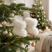 Artículo Botas con botas de piel decoración para árbol de Navidad blanco 7cm 2ud