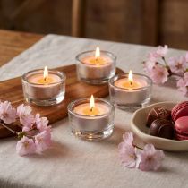 Artículo Velas aromáticas chocolate flor de cerezo, velas de té perfumadas Ø3,5cm H1,5cm 18 piezas