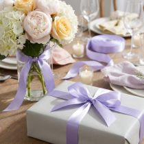 Artículo Cinta decorativa para regalo, cinta morada con orillo, 25 mm, 3 m, 10 unidades
