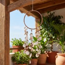 Artículo Campana de viento con conchas anillo decorativo madera natural Ø20cm H66cm